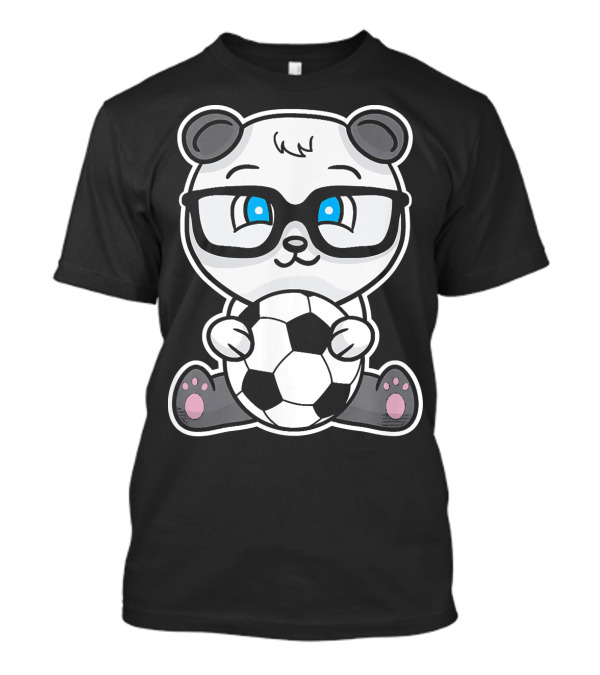 Cute Little Nerdy Panda Bear With Soccer Ball T-Shirt