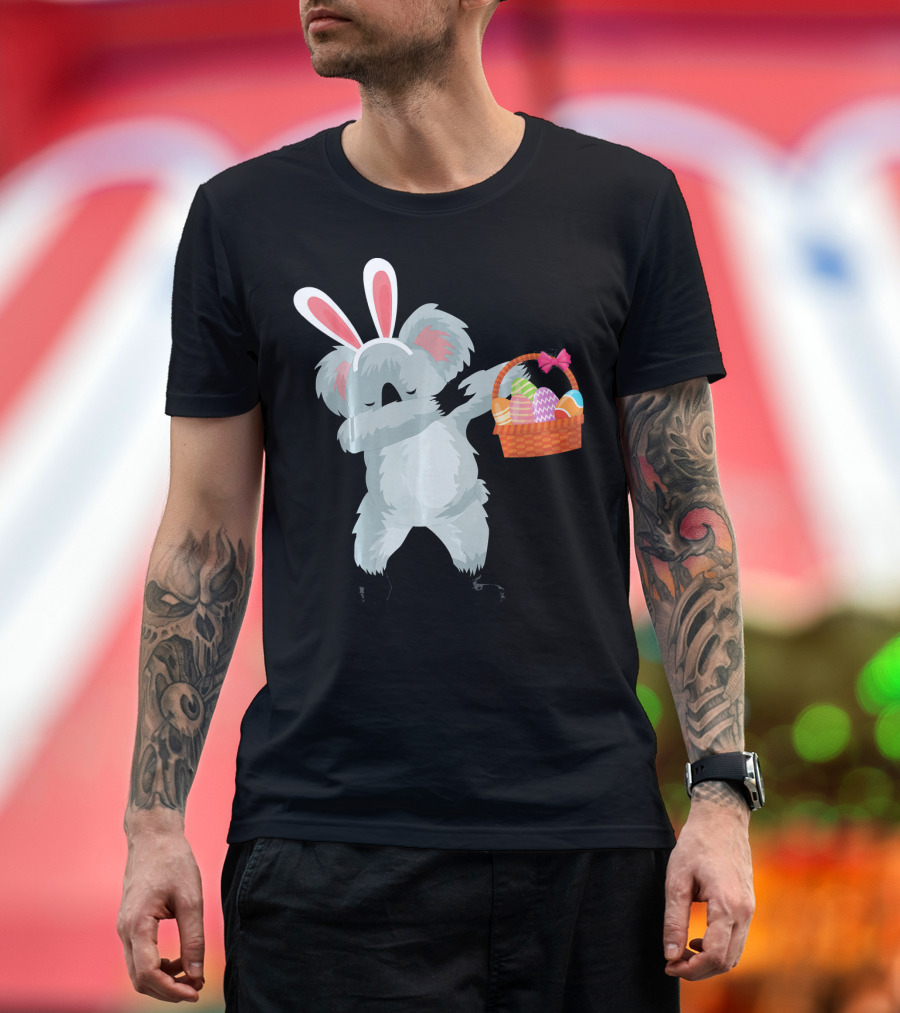 Dabbing Koala with Easter Egg Basket Bunny Ears T-Shirt