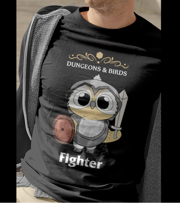 Dungeons And Birds Owl Fighter RPG Knight Adventures T-Shirt