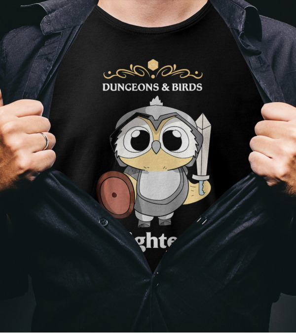 Dungeons And Birds Owl Fighter RPG Knight Adventures T-Shirt