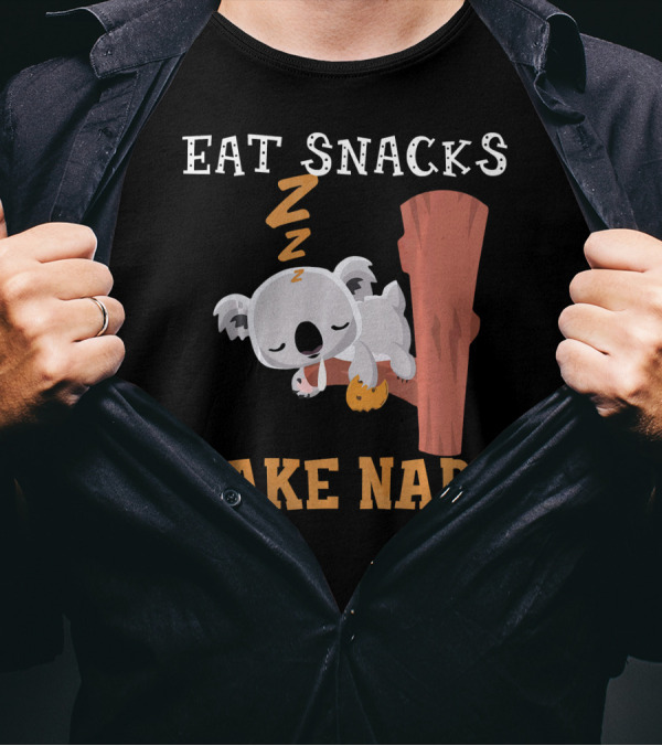 Eat Snacks Take Naps Funny Lazy Koala Sleeping T-Shirt