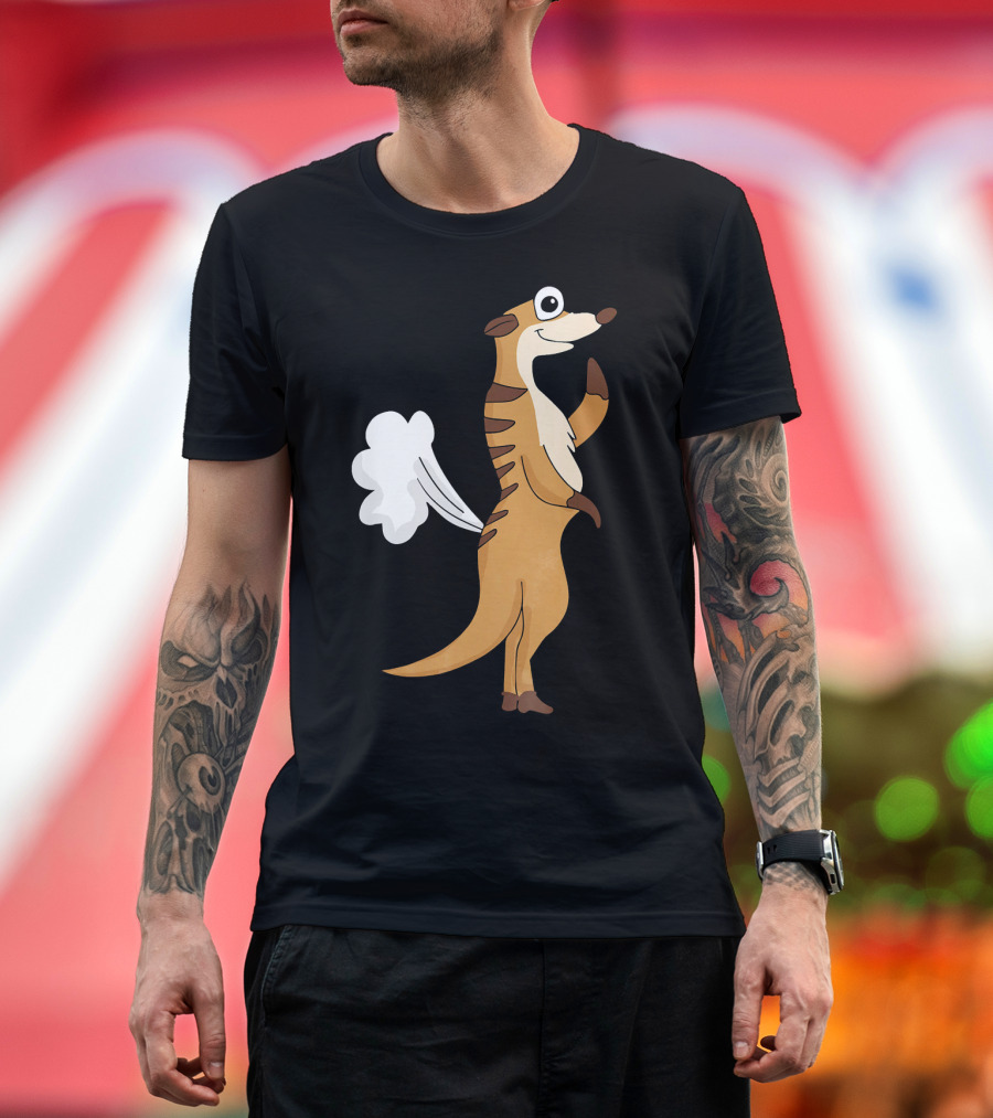 Farting Meerkat Cartoon Humor T-Shirt