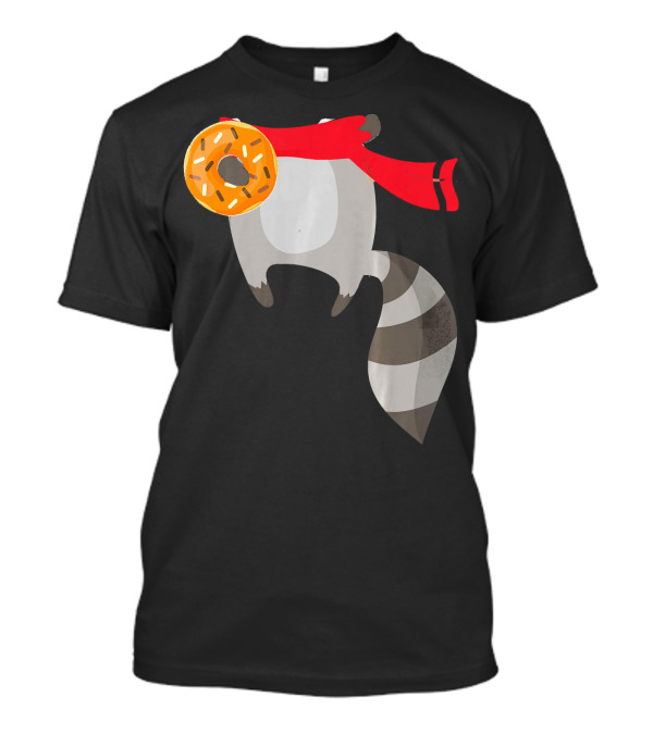 Ringtail Trash Panda With Red Scarf And Donut T-Shirt