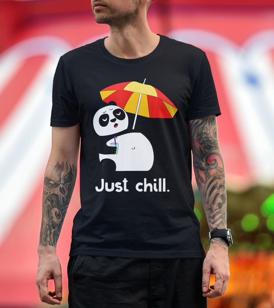 Just Chill Funny Panda Lazy Panda Bear Chillin T-Shirt