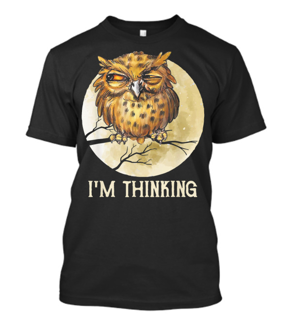 I'm Thinking Owl Vintage Face Grumpy Angry Moon Branch T-Shirt