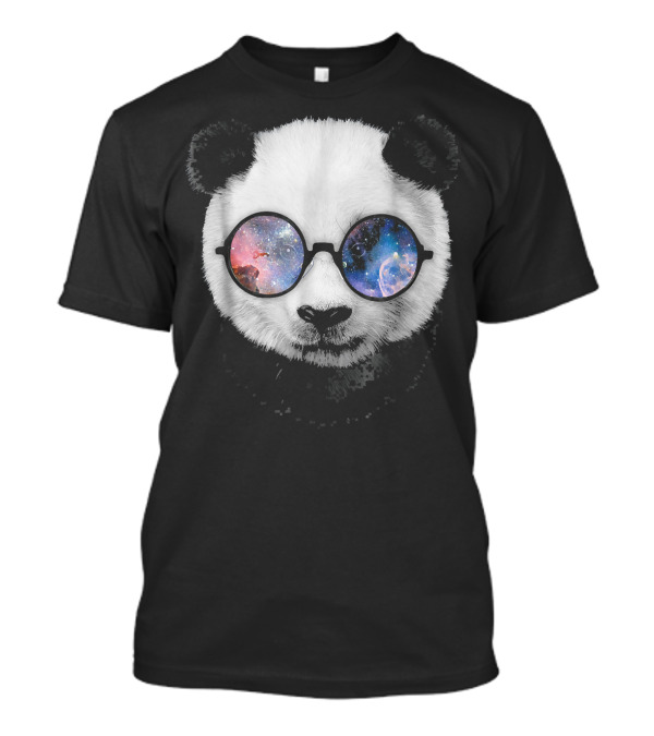Giant Panda Wearing Galaxy Glasses Sci Fi Space Round T-Shirt