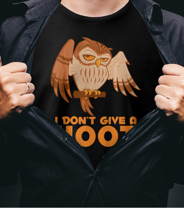I Don't Give A Hoot Grumpy Cartoon Owl T-Shirt