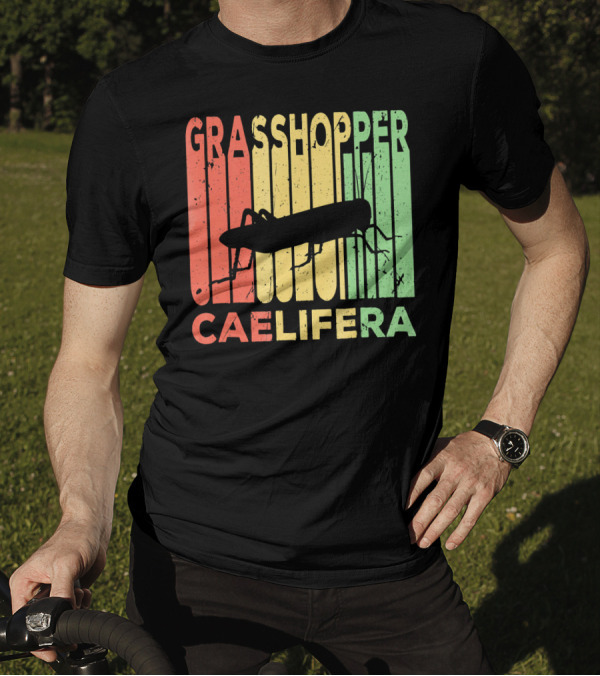 Grasshopper Caelifera Vintage Silhouette Stripes T-Shirt