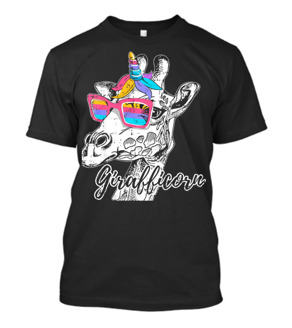 Girafficorn Magic Cool Giraffe Unicorn With Colorful Sunglasses T-Shirt