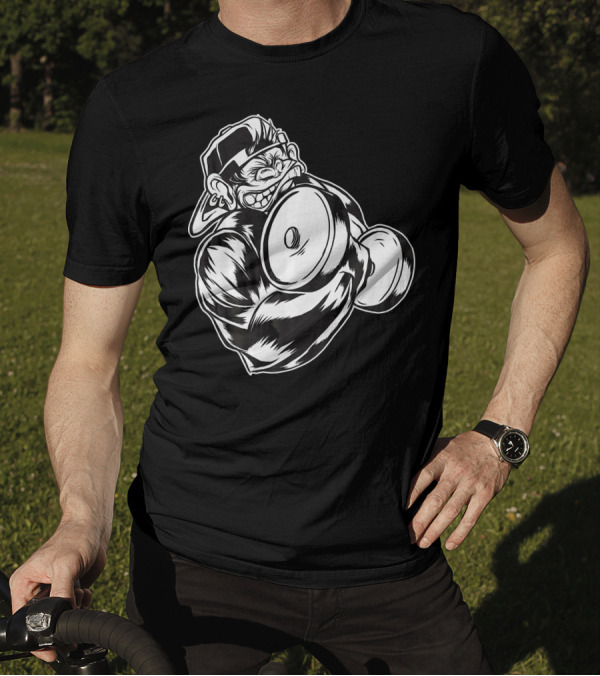Gorilla Bicep Curl Weightlifting Power Flex Beast T-Shirt