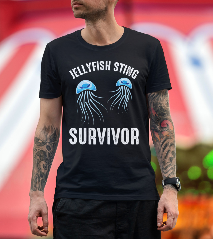 Jellyfish Sting Survivor Swimmer Humor Resilient Marine Challenge T-Shirt