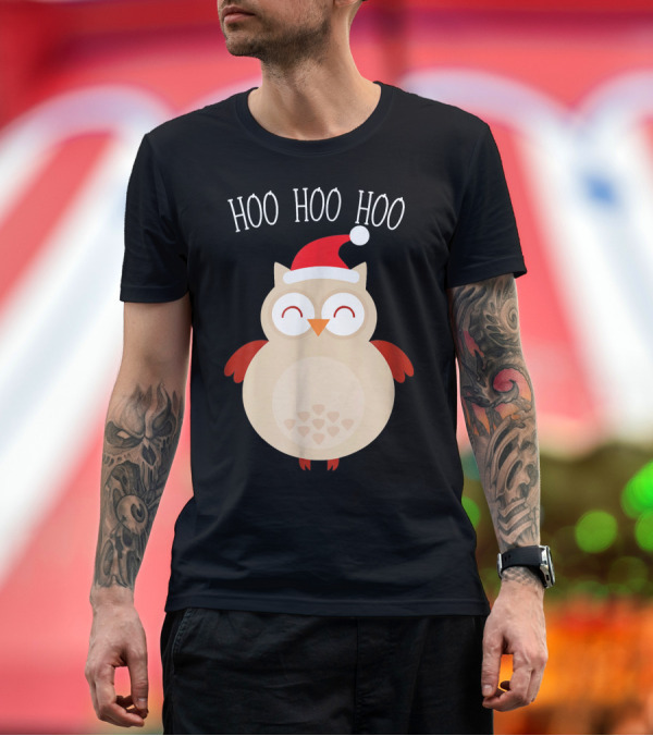 Premium T-Shirt: Hoo Hoo Hoo Merry Christmas Owl Santa Hat T-Shirt Hoo Hoo Hoo Merry Christmas Owl Santa Hat T-Shirt