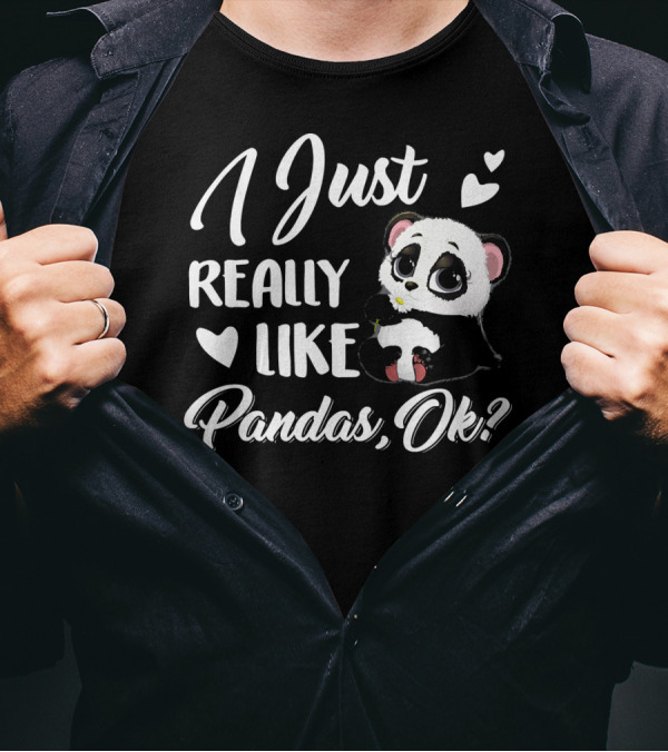 I Just Really Like Pandas Ok Cute Panda Heart T-Shirt