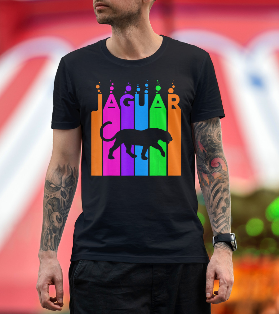 Jaguar Rainbow Bubble Silhouette Animal Lover T-Shirt