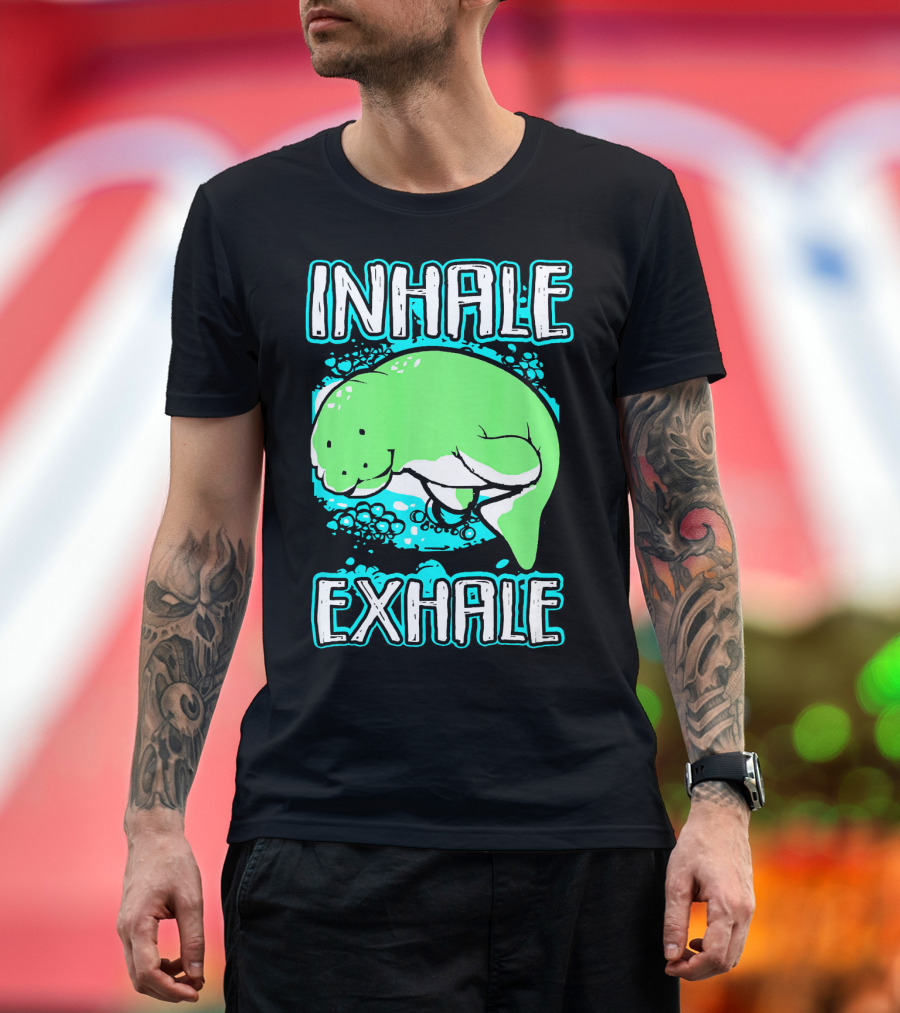 Inhale Exhale Manatee Yoga Aerob Breathe Plush Serenity T-Shirt