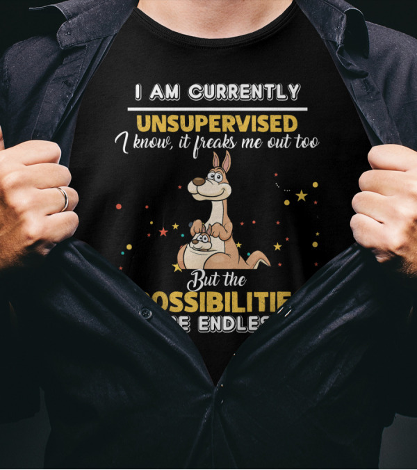 I Am Currently Unsupervised Kangaroo Freaks Me Out Possibilities Are Endless T-Shirt