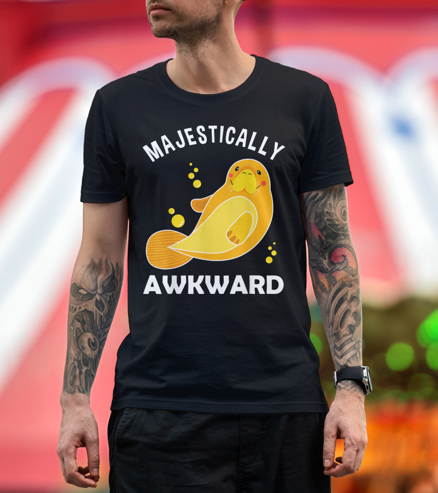 Majestically Awkward Manatee Funny Anima Bubbles T-Shirt