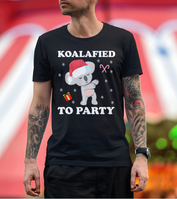 Premium T-Shirt: Koalafied to Party Dabbing Koala Santa with Christmas Hat and Candy Cane T-Shirt Koalafied to Party Dabbing Koala Santa with Christmas Hat and Candy Cane T-Shirt