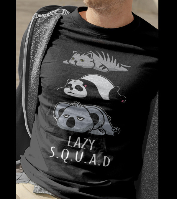 Lazy Squad Sleepy Cat Panda Koala Bear Lazy S.Q.U.A.D T-Shirt