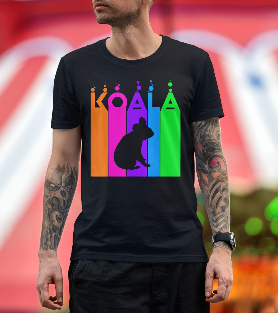 Koala Silhouette Rainbow Stripes Animal Lover T-Shirt