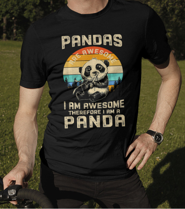 Pandas Are Awesome I Am Awesome Therefore I Am A Panda Vintage Sunset T-Shirt