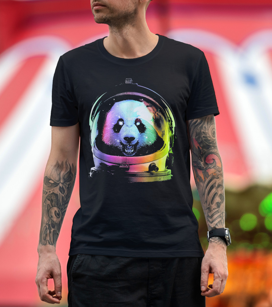 Rainbow Astronaut Panda Space Adventure Helmet T-Shirt