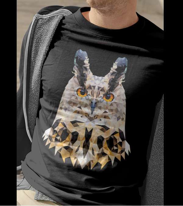 Owls Proud Owl Polygon Style WPAP Geometric T-Shirt