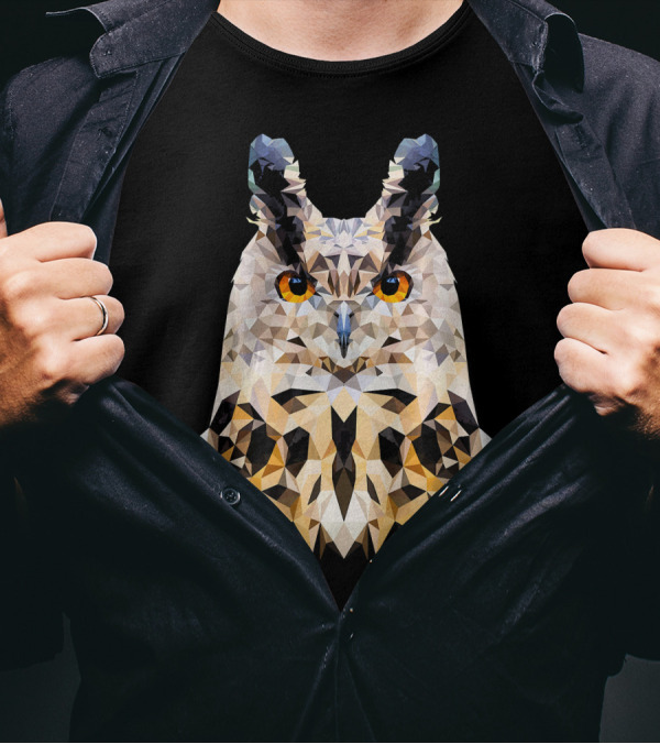 Owls Proud Owl Polygon Style WPAP Geometric T-Shirt