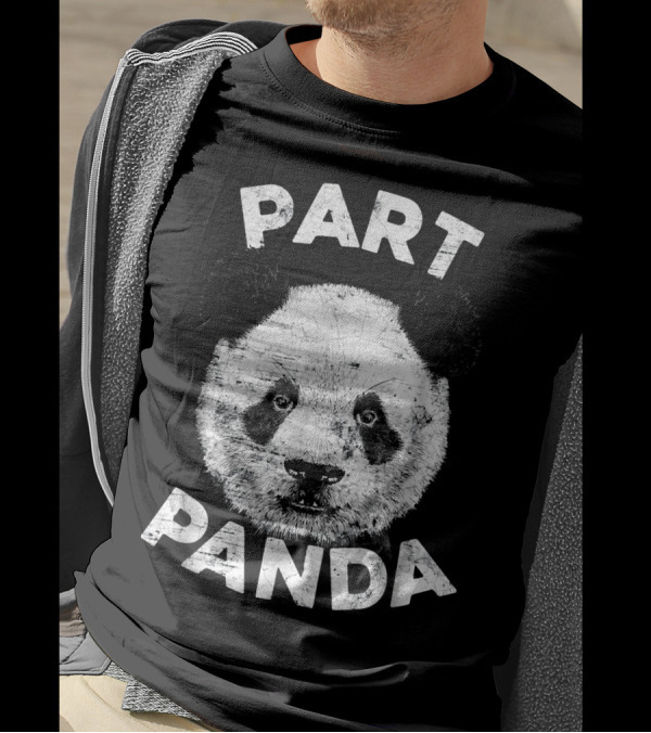 Part Panda Funny Graphic Panda Face T-Shirt