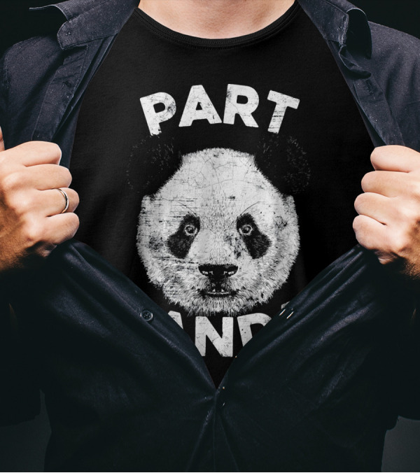 Part Panda Funny Graphic Panda Face T-Shirt
