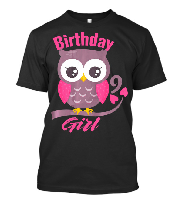 Birthday Girl Owl On A Tree Branch Character Funny 9th T-Shirt