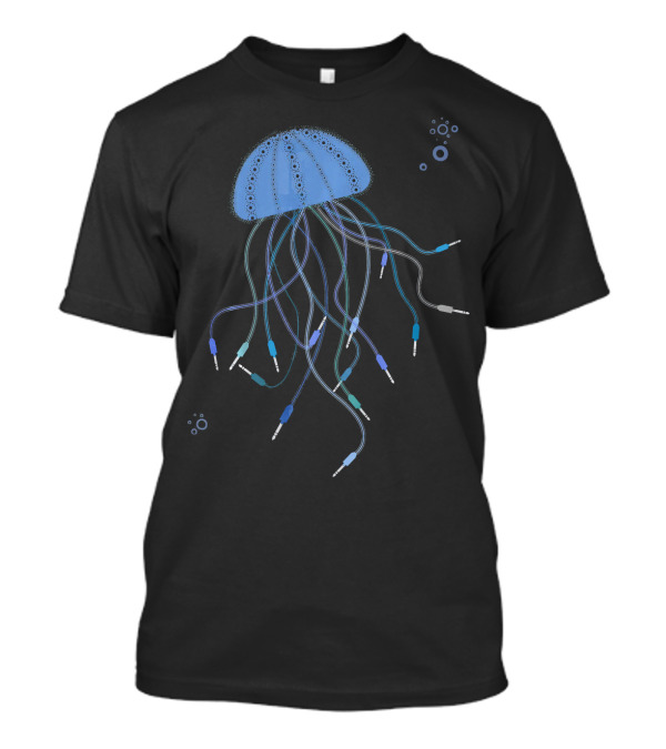 Modular Jellyfish Synth Audio Cables Art With Jack Plugs T-Shirt