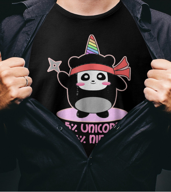 5% Unicorn 95% Ninja Pandacorn Throwing Star T-Shirt