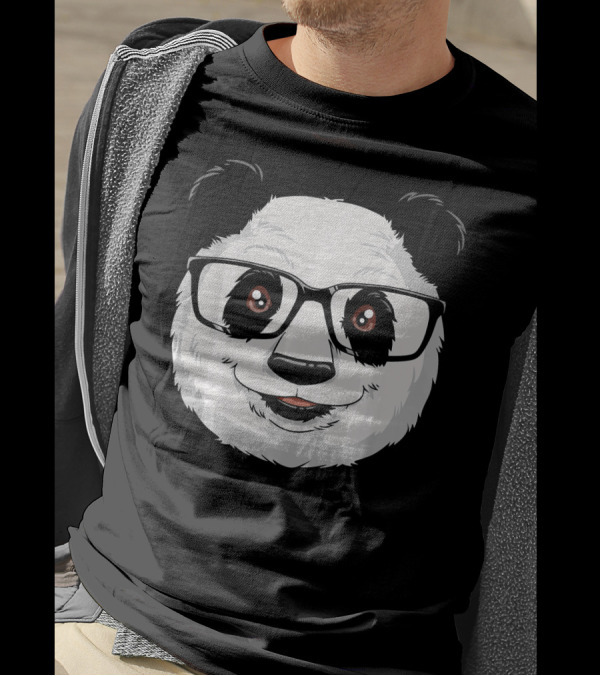 Nerd Panda With Glasses For Panda Lovers T-Shirt