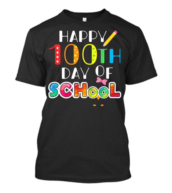 Happy 100th Day Of School Owl Bow Colorful Letters T-Shirt