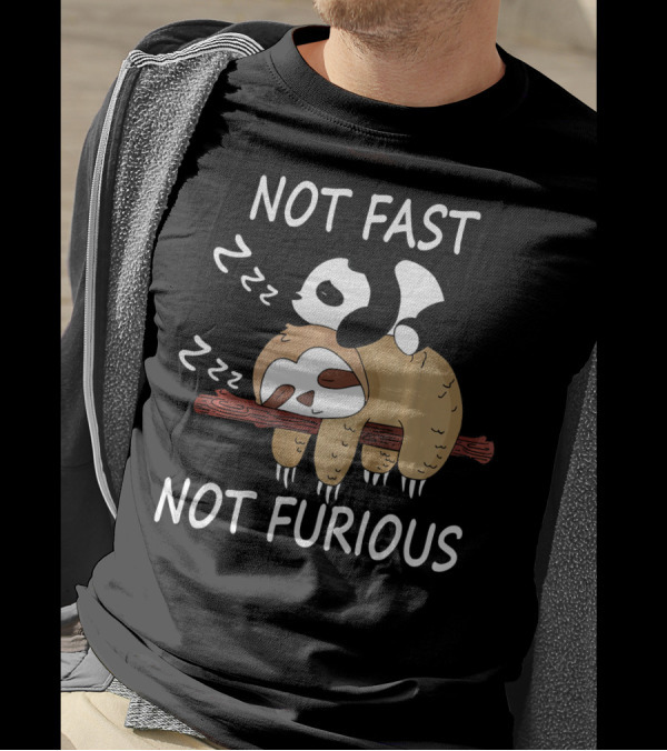 Not Fast Not Furious Sleeping Panda And Sloth Zzz T-Shirt