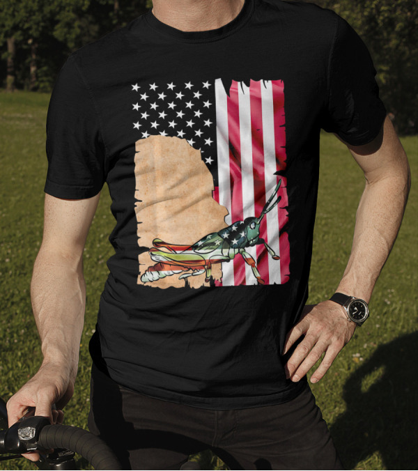 Unique Grasshopper American Flag Stars And Stripes USA T-Shirt