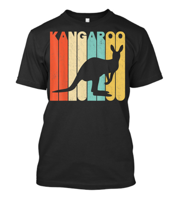 Kangaroo Vintage Retro Silhouette Color Blocks T-Shirt