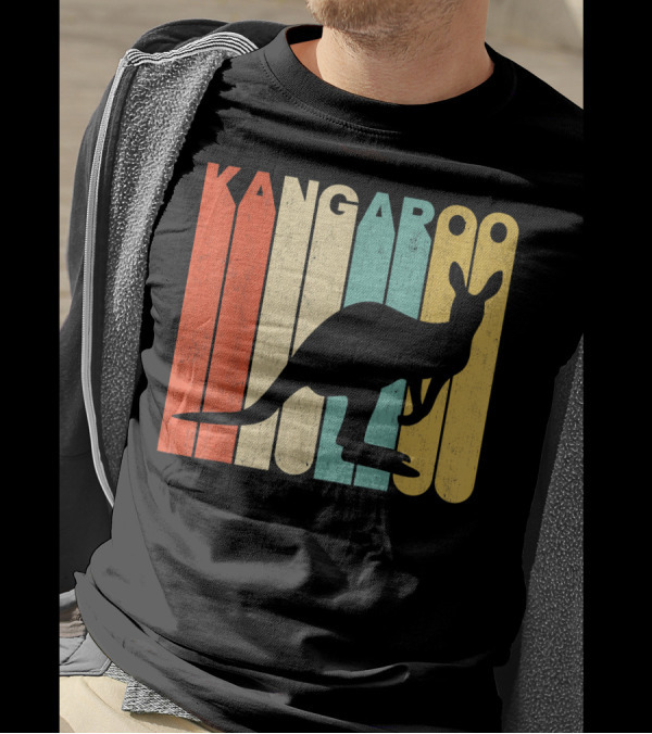 Kangaroo Vintage Retro Silhouette Color Blocks T-Shirt