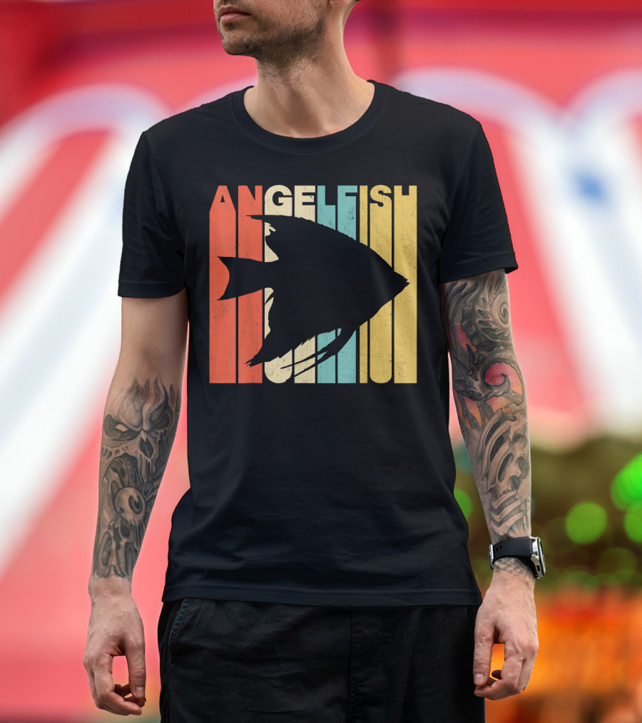 Angelfish Vintage Retro Color Stripes T-Shirt