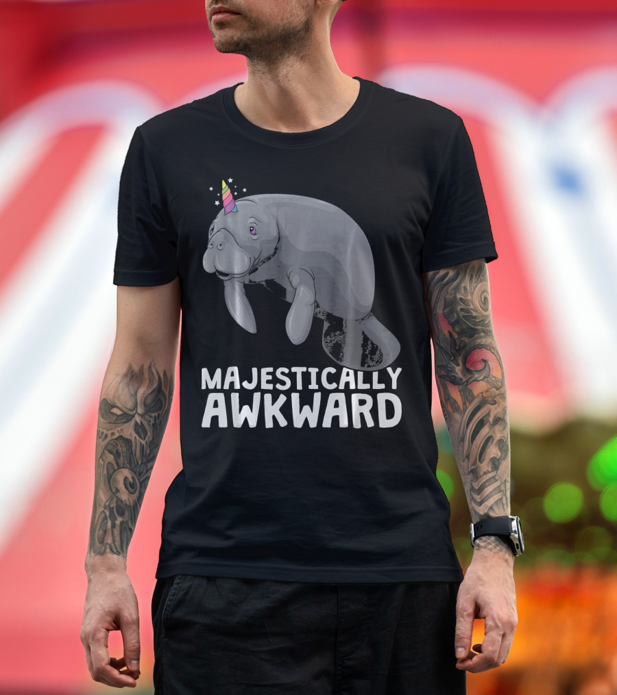 Majestically Awkward Unicorn Manatee Fun T-Shirt