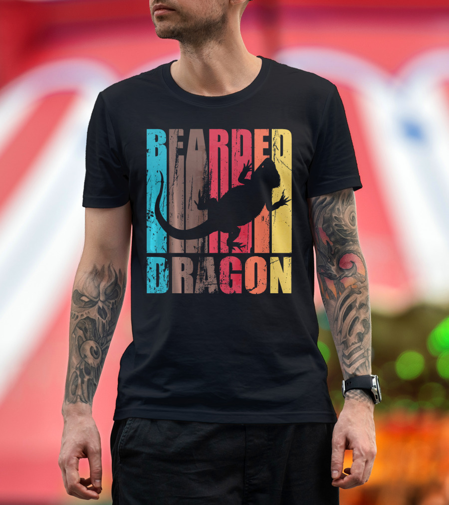 Bearded Dragon Vintage Silhouette Retro Colors T-Shirt