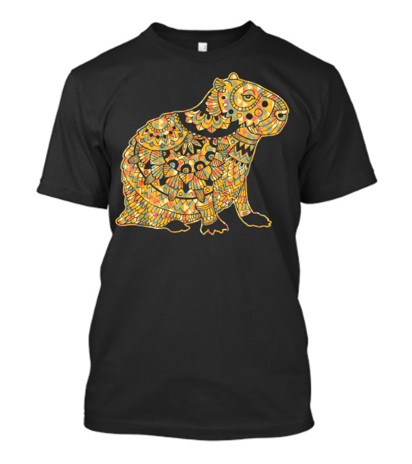 Capybara Capybara Geometric Pattern Vibrant Yellow And Orange T-Shirt