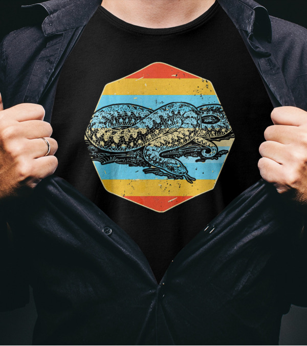 Ball Python Snake Retro Vintage Vaporwave Striped T-Shirt