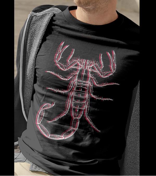 Distressed 2 Tone Offset Print Punk Goth Scorpion T-Shirt