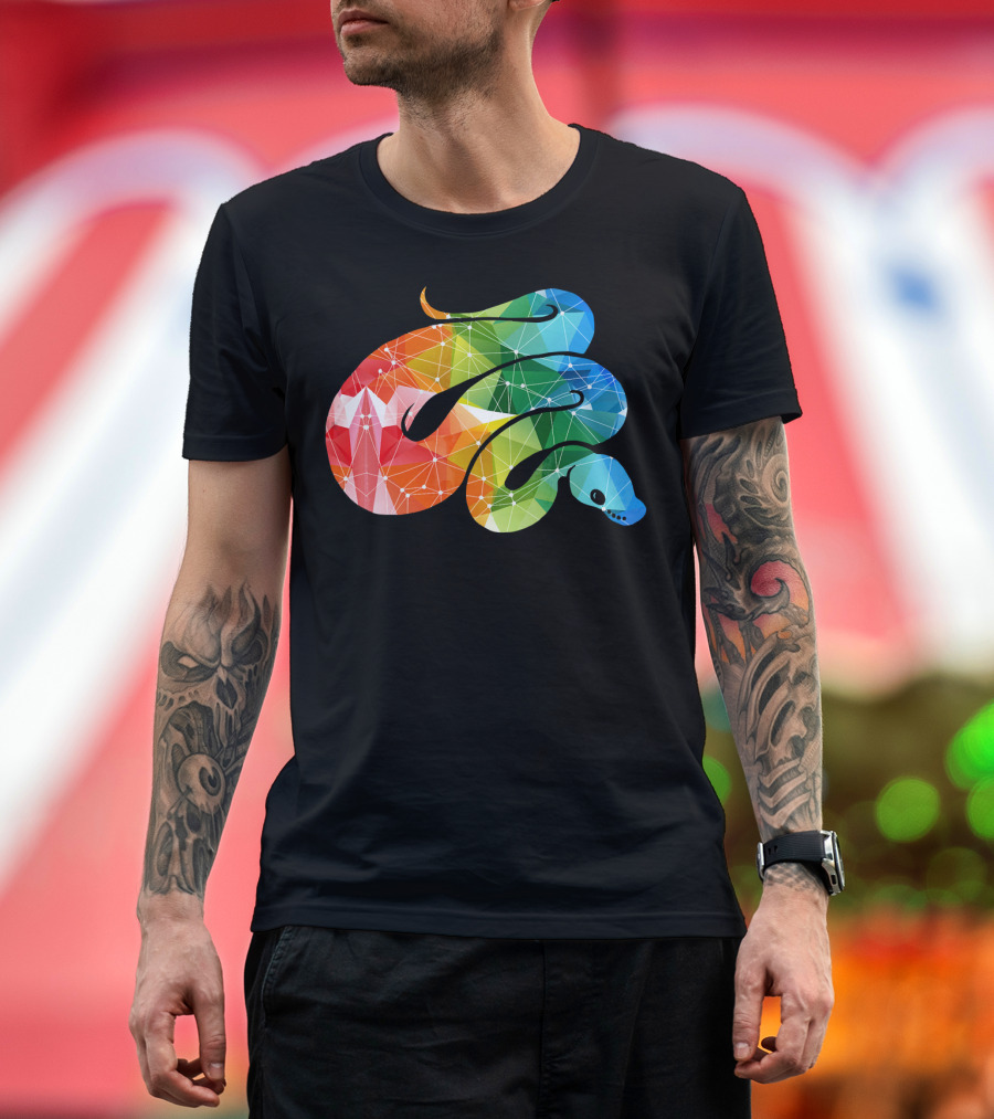 Rainbow Geometric Ball Python Pattern Ball Python T-Shirt