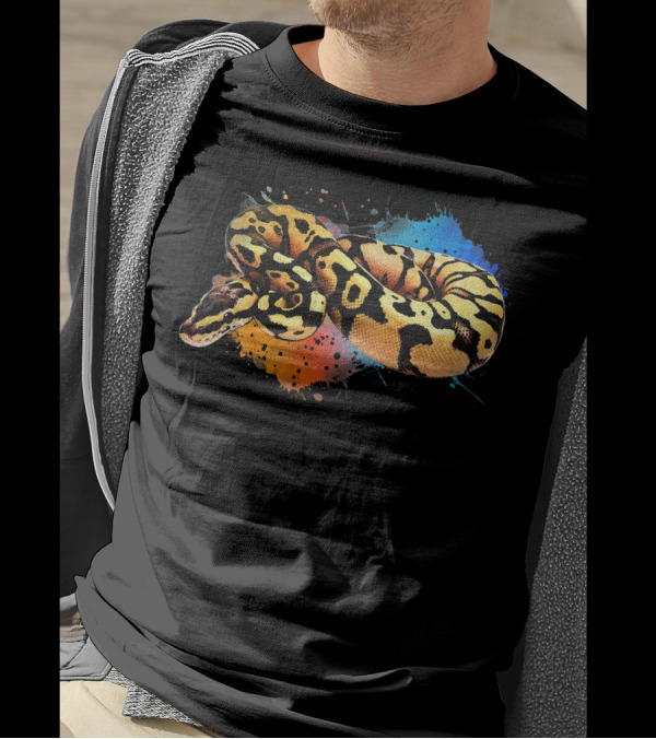Ball Python Watercolor Reptile Keeper Snake Art Vibrant Colors T-Shirt