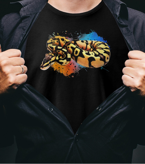 Ball Python Watercolor Reptile Keeper Snake Art Vibrant Colors T-Shirt
