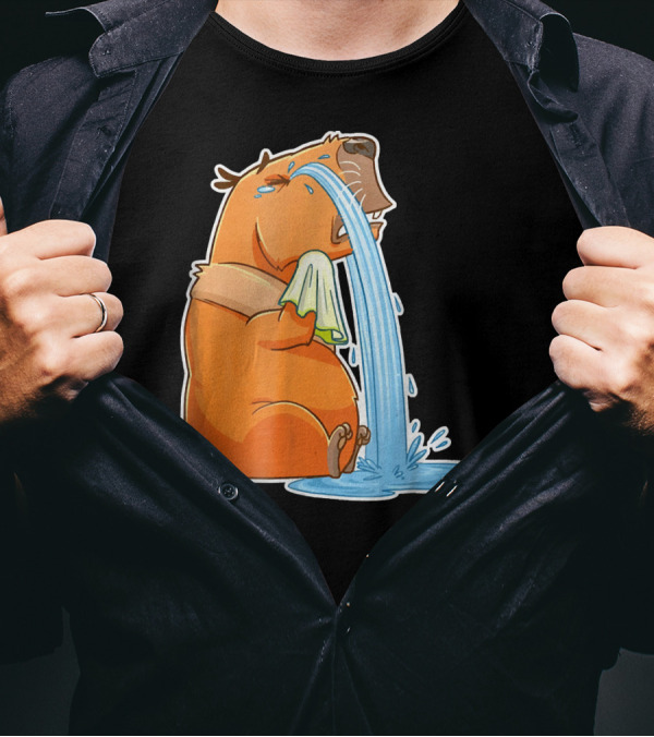 Capybara Crying Cute Guinea Puddle Of Tears T-Shirt