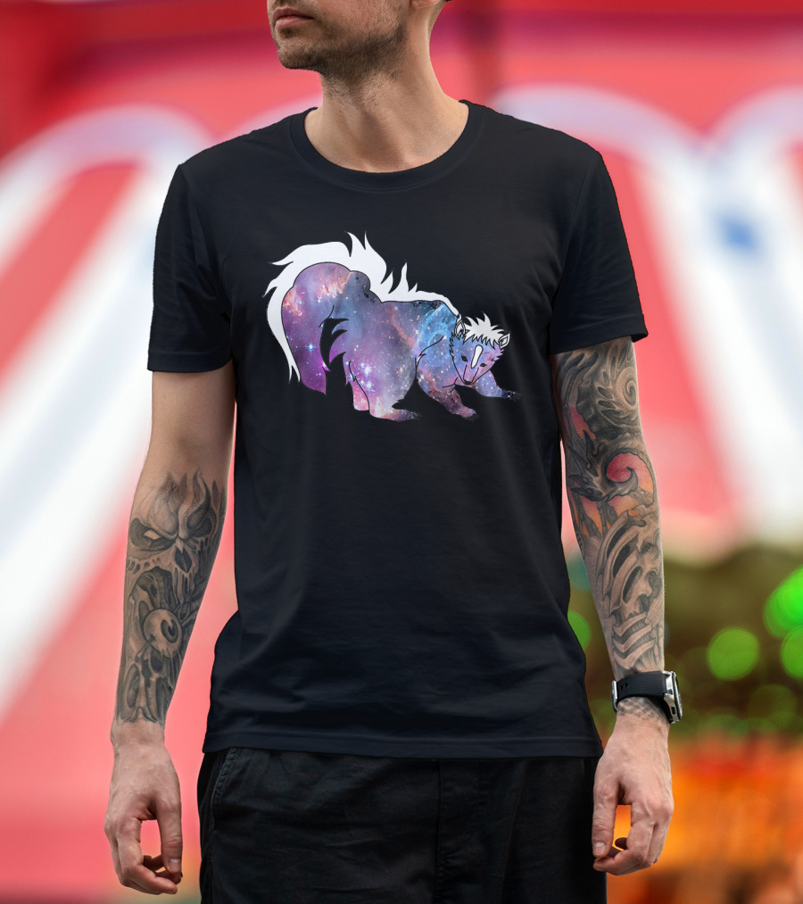 Cosmic Skunk Dinosaur Funny Anim Space Nebula T-Shirt